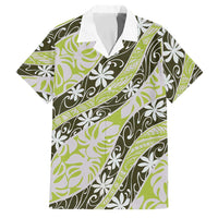Olive Tahiti Tiare Monstera Family Matching Long Sleeve Bodycon Dress and Hawaiian Shirt Polynesian Pattern Curve Style LT01 Dad's Shirt - Short Sleeve Olive - Polynesian Pride