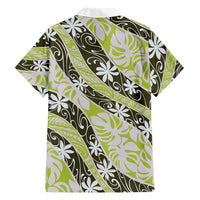 Olive Tahiti Tiare Monstera Family Matching Off Shoulder Maxi Dress and Hawaiian Shirt Polynesian Pattern Curve Style LT01 - Polynesian Pride