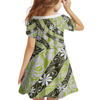 Olive Tahiti Tiare Monstera Family Matching Short Sleeve Bodycon Dress and Hawaiian Shirt Polynesian Pattern Curve Style LT01 - Polynesian Pride