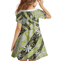 Olive Tahiti Tiare Monstera Family Matching Tank Maxi Dress and Hawaiian Shirt Polynesian Pattern Curve Style LT01 - Polynesian Pride