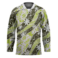 Olive Tahiti Tiare Monstera Hockey Jersey Polynesian Pattern Curve Style LT01 Unisex Olive - Polynesian Pride