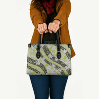 Olive Tahiti Tiare Monstera Leather Bag Polynesian Pattern Curve Style LT01 - Polynesian Pride