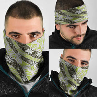 Olive Tahiti Tiare Monstera Neck Gaiter Polynesian Pattern Curve Style LT01 - Polynesian Pride