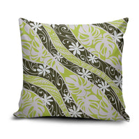 Olive Tahiti Tiare Monstera Pillow Cover Polynesian Pattern Curve Style LT01 Olive - Polynesian Pride