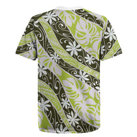 Olive Tahiti Tiare Monstera Rugby Jersey Polynesian Pattern Curve Style LT01 - Polynesian Pride
