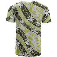Olive Tahiti Tiare Monstera T Shirt Polynesian Pattern Curve Style LT01 - Polynesian Pride