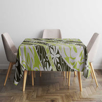 Olive Tahiti Tiare Monstera Tablecloth Polynesian Pattern Curve Style - Polynesian Pride