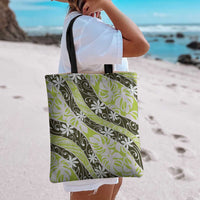 Olive Tahiti Tiare Monstera Tote Bag Polynesian Pattern Curve Style LT01 - Polynesian Pride