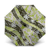 Olive Tahiti Tiare Monstera Umbrella Polynesian Pattern Curve Style LT01 One Size Folded 11.42 inch Opened Diameter 37.4 inch Olive - Polynesian Pride