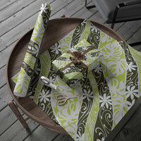 Olive Tahiti Tiare Monstera Wrapping Paper Polynesian Pattern Curve Style - Polynesian Pride