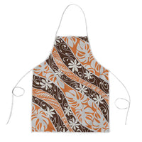 Puatou Tahiti Tiare Monstera Apron Polynesian Pattern Curve Style LT01 Orange - Polynesian Pride
