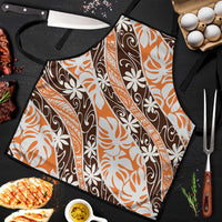 Puatou Tahiti Tiare Monstera Apron Polynesian Pattern Curve Style LT01 Orange - Polynesian Pride