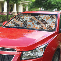 Puatou Tahiti Tiare Monstera Auto Sun Shade Polynesian Pattern Curve Style LT01 - Polynesian Pride