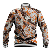 Puatou Tahiti Tiare Monstera Baseball Jacket Polynesian Pattern Curve Style - Polynesian Pride