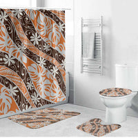 Puatou Tahiti Tiare Monstera Bathroom Set Polynesian Pattern Curve Style LT01 Bathroom Set (4 pcs) Orange - Polynesian Pride