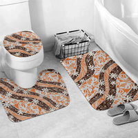 Puatou Tahiti Tiare Monstera Bathroom Set Polynesian Pattern Curve Style LT01 Mat Set Only (3 pcs) One Size Orange - Polynesian Pride