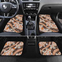 Puatou Tahiti Tiare Monstera Car Mats Polynesian Pattern Curve Style LT01 Set 4pcs Orange - Polynesian Pride