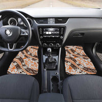 Puatou Tahiti Tiare Monstera Car Mats Polynesian Pattern Curve Style LT01 Set 2pcs - Front Orange - Polynesian Pride