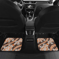 Puatou Tahiti Tiare Monstera Car Mats Polynesian Pattern Curve Style LT01 Set 2pcs - Back Orange - Polynesian Pride
