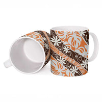Puatou Tahiti Tiare Monstera Ceramic Mug Polynesian Pattern Curve Style LT01 - Polynesian Pride