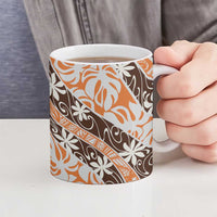 Puatou Tahiti Tiare Monstera Ceramic Mug Polynesian Pattern Curve Style LT01 - Polynesian Pride
