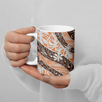 Puatou Tahiti Tiare Monstera Ceramic Mug Polynesian Pattern Curve Style LT01 - Polynesian Pride