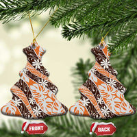 Puatou Tahiti Tiare Monstera Ceramic Ornament Polynesian Pattern Curve Style - Polynesian Pride