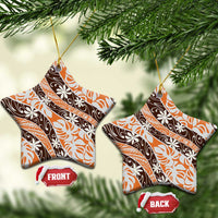 Puatou Tahiti Tiare Monstera Ceramic Ornament Polynesian Pattern Curve Style - Polynesian Pride