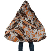 Puatou Tahiti Tiare Monstera Cloak Polynesian Pattern Curve Style LT01 Unisex Orange - Polynesian Pride