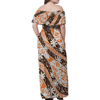 Puatou Tahiti Tiare Monstera Family Matching Off Shoulder Maxi Dress and Hawaiian Shirt Polynesian Pattern Curve Style - Polynesian Pride