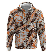 Puatou Tahiti Tiare Monstera Hoodie Polynesian Pattern Curve Style - Polynesian Pride