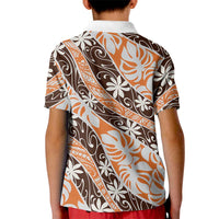Puatou Tahiti Tiare Monstera Kid Polo Shirt Polynesian Pattern Curve Style LT01 - Polynesian Pride