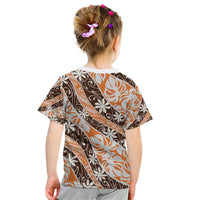 Puatou Tahiti Tiare Monstera Kid T Shirt Polynesian Pattern Curve Style LT01 - Polynesian Pride