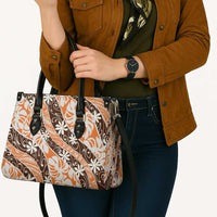 Puatou Tahiti Tiare Monstera Leather Bag Polynesian Pattern Curve Style LT01 - Polynesian Pride