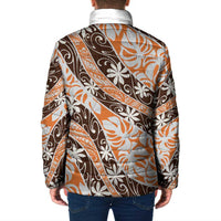 Puatou Tahiti Tiare Monstera Padded Jacket Polynesian Pattern Curve Style - Polynesian Pride