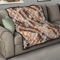 Puatou Tahiti Tiare Monstera Quilt Polynesian Pattern Curve Style - Polynesian Pride