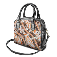 Puatou Tahiti Tiare Monstera Shoulder Handbag Polynesian Pattern Curve Style LT01 - Polynesian Pride