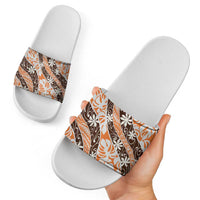 Puatou Tahiti Tiare Monstera Slide Sandals Polynesian Pattern Curve Style LT01 - Polynesian Pride