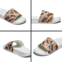 Puatou Tahiti Tiare Monstera Slide Sandals Polynesian Pattern Curve Style LT01 - Polynesian Pride