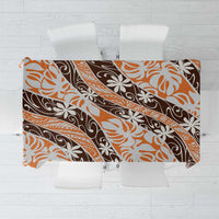Puatou Tahiti Tiare Monstera Tablecloth Polynesian Pattern Curve Style LT01 Orange - Polynesian Pride