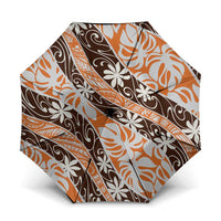 Puatou Tahiti Tiare Monstera Umbrella Polynesian Pattern Curve Style LT01 One Size Folded 11.42 inch Opened Diameter 37.4 inch Orange - Polynesian Pride