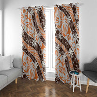 Puatou Tahiti Tiare Monstera Window Curtain Polynesian Pattern Curve Style - Polynesian Pride