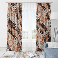 Puatou Tahiti Tiare Monstera Window Curtain Polynesian Pattern Curve Style - Polynesian Pride
