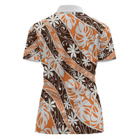 Puatou Tahiti Tiare Monstera Women Polo Shirt Polynesian Pattern Curve Style LT01 - Polynesian Pride