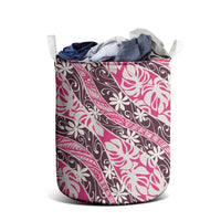 Tarona Tahiti Tiare Monstera Laundry Basket Polynesian Pattern Curve Style - Polynesian Pride