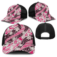 Tarona Tahiti Tiare Monstera Baseball Net Cap Polynesian Pattern Curve Style - Polynesian Pride