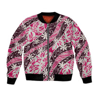 Tarona Tahiti Tiare Monstera Bomber Jacket Polynesian Pattern Curve Style - Polynesian Pride