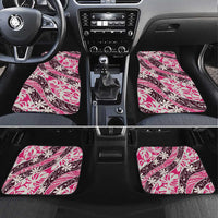Tarona Tahiti Tiare Monstera Car Mats Polynesian Pattern Curve Style LT01 Set 4pcs Pink - Polynesian Pride