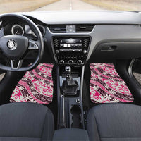 Tarona Tahiti Tiare Monstera Car Mats Polynesian Pattern Curve Style LT01 Set 2pcs - Front Pink - Polynesian Pride