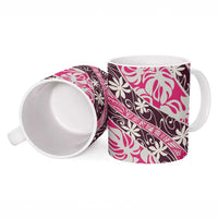 Tarona Tahiti Tiare Monstera Ceramic Mug Polynesian Pattern Curve Style LT01 - Polynesian Pride